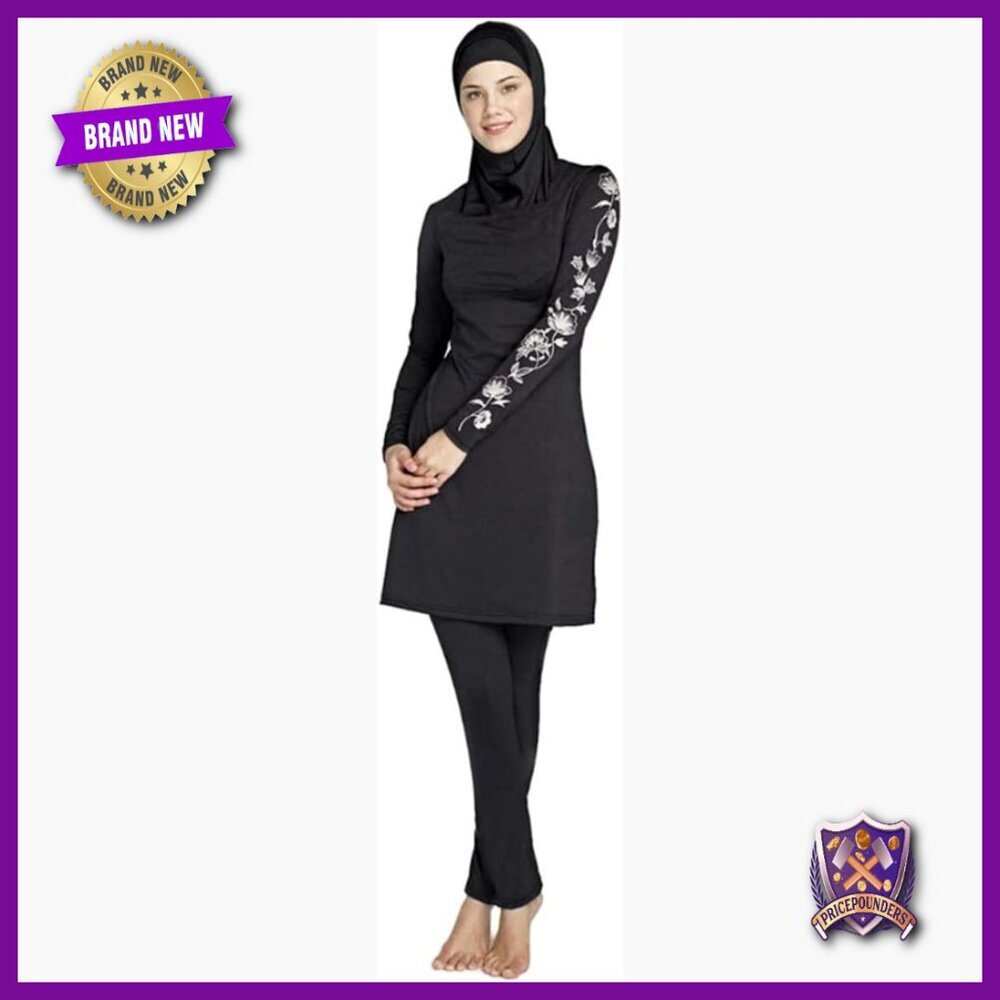 Plus Size Long Sleeve Burkini Rash Guard Swimsuit UPF 50 Modest Coverage